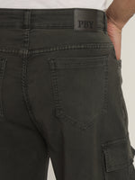 Load image into Gallery viewer, Olive green utility cargo jeans
