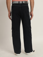 Load image into Gallery viewer, Men&#39;s black contrast patch cargo jeans
