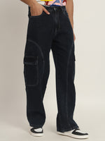 Load image into Gallery viewer, Coal contrast stitch cargo jeans
