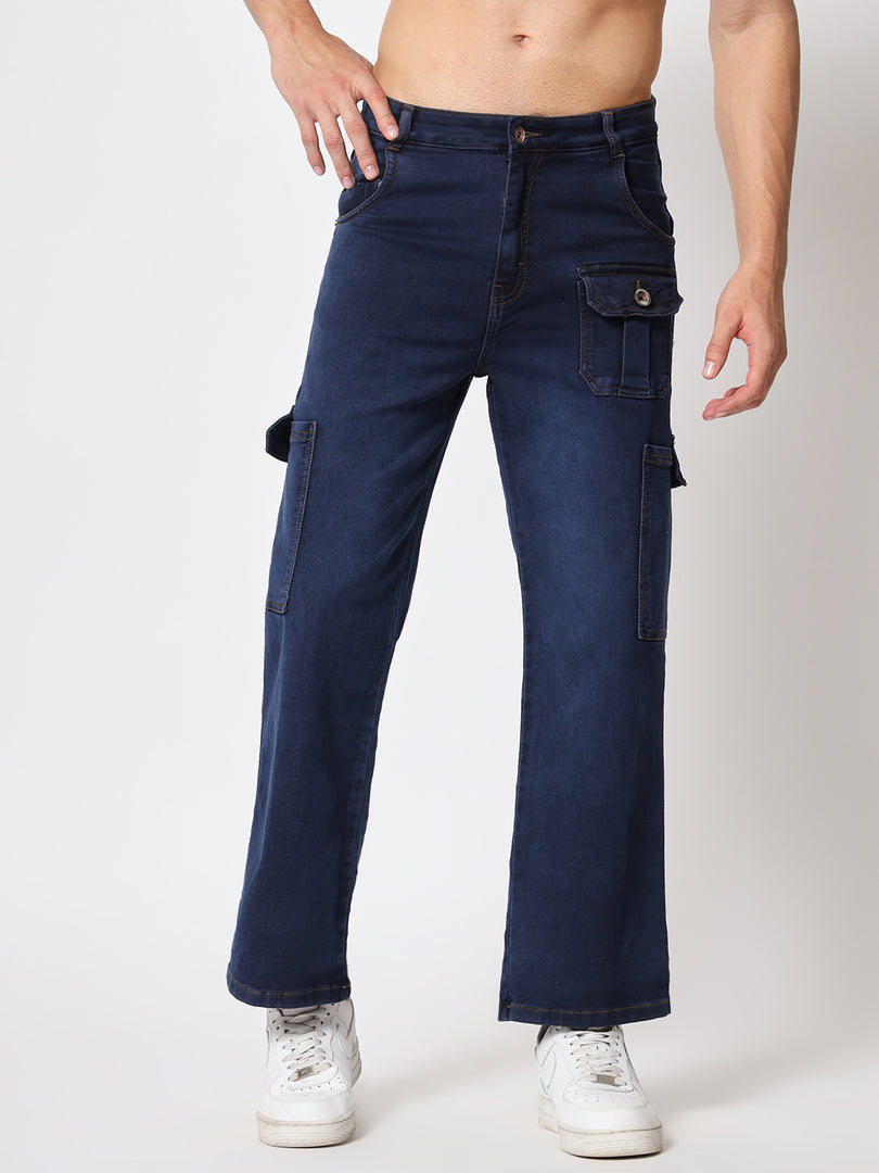 Low rise straight fit cargo jeans