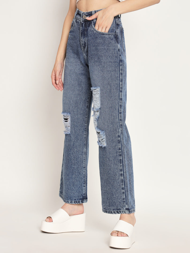 Women's distressed baggy jeans