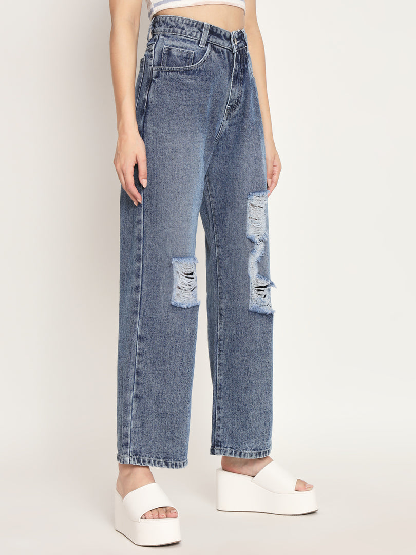 Women's distressed baggy jeans