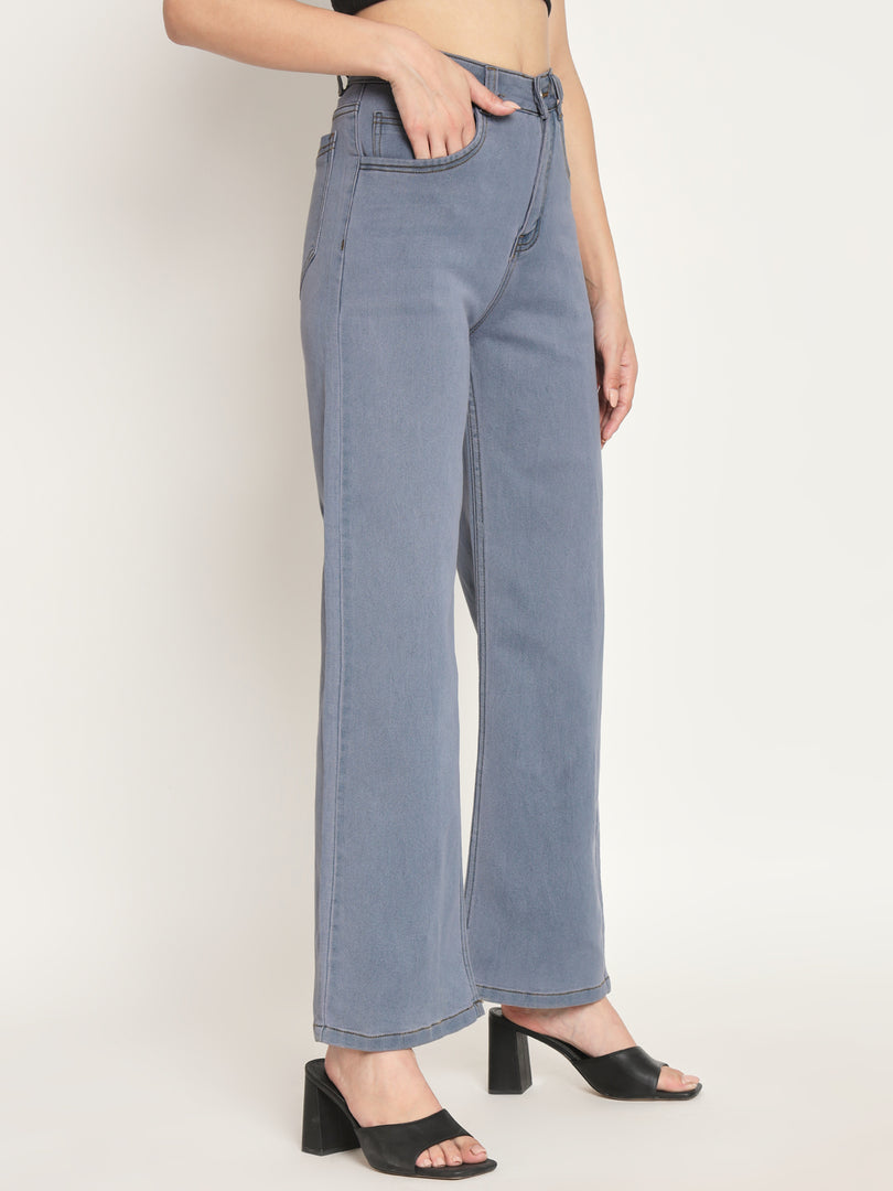 Women's basic grey fit straight jeans