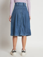 Load image into Gallery viewer, Women&#39;s Dark Blue Long Denim Skirt
