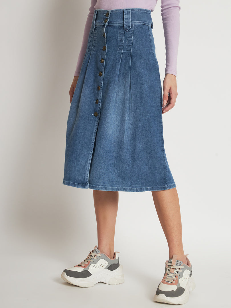 Women's Dark Blue Long Denim Skirt