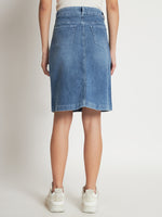 Load image into Gallery viewer, Women&#39;s Dark Blue Midi Denim Skirt
