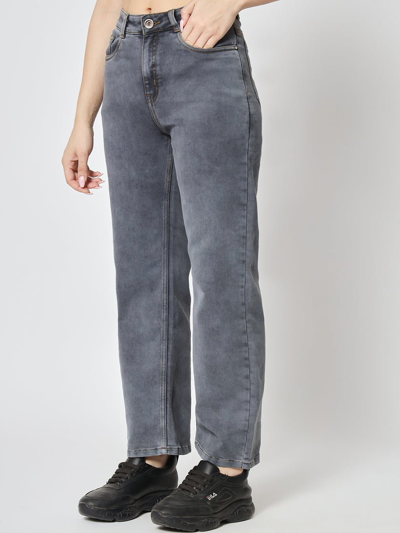 Smoke grey straight fit jeans (W)