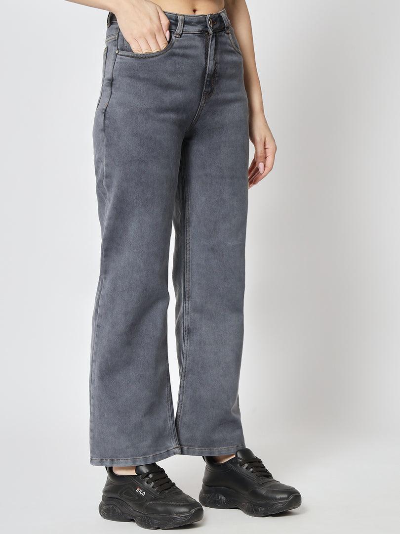 Smoke grey straight fit jeans (W)