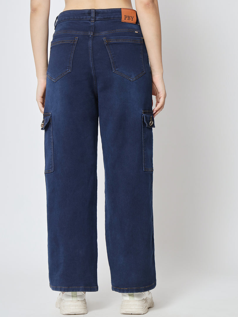 Half flap denim cargo dark blue (W)