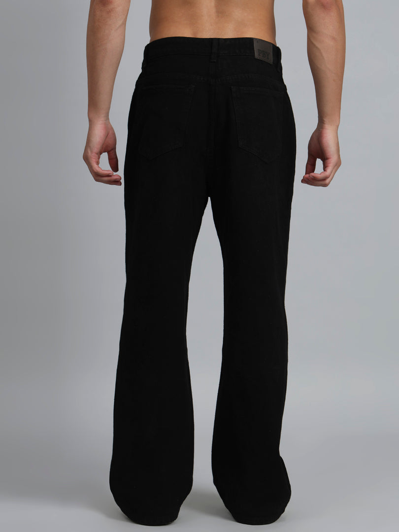 Men's basic black baggy jeans