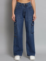 Load image into Gallery viewer, Women&#39;s straight fit 3 pocket cargo jeans
