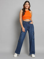 Load image into Gallery viewer, Women&#39;s straight fit 3 pocket cargo jeans
