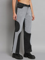 Load image into Gallery viewer, Women&#39;s contrast patched denim jeans
