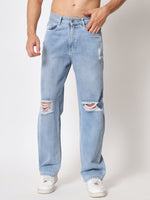 Load image into Gallery viewer, Mid distress straight fit jeans
