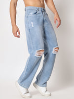 Load image into Gallery viewer, Mid distress straight fit jeans
