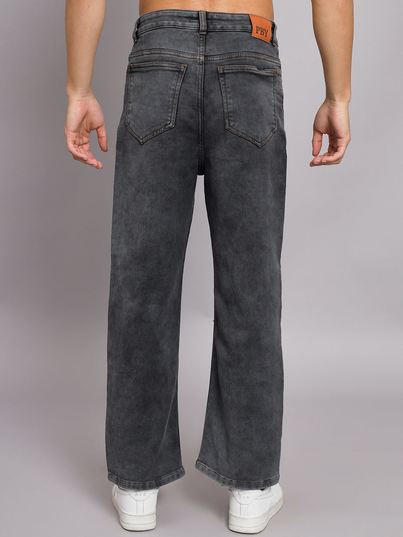 Dark smoke grey straight jeans