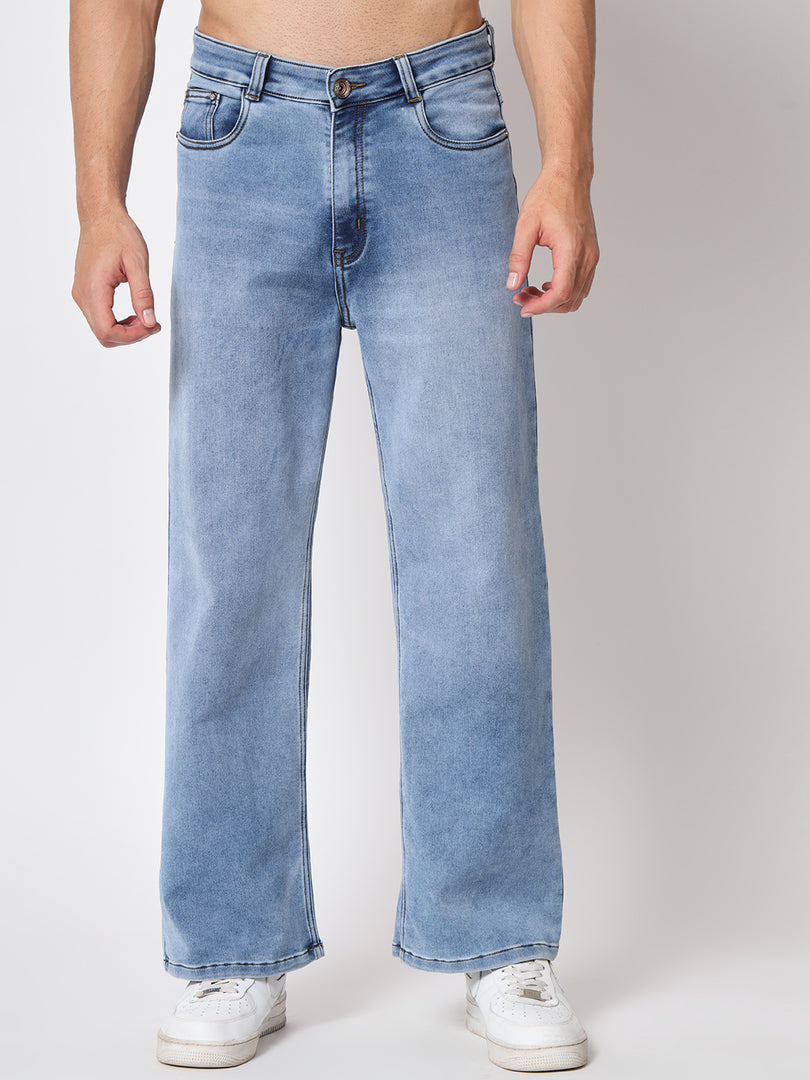 Ice blue straight fit jeans