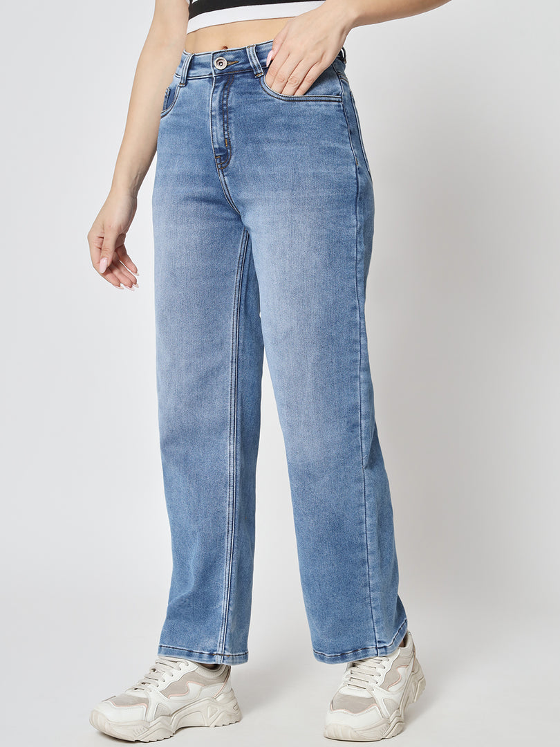 Ice Blue Straight Fit Jeans(W)